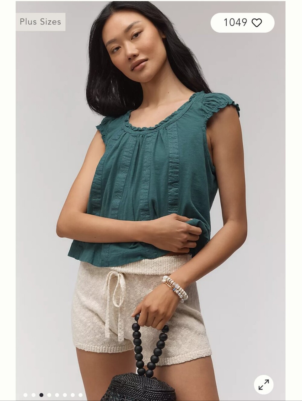 By Anthropologie Ruffle-Shoulder Swing Tank Top Sz M
